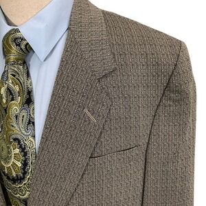 Cerruti 1881 Mens 47XL Beige Black Bespoke Wool Silk Luxury Jacket VTG